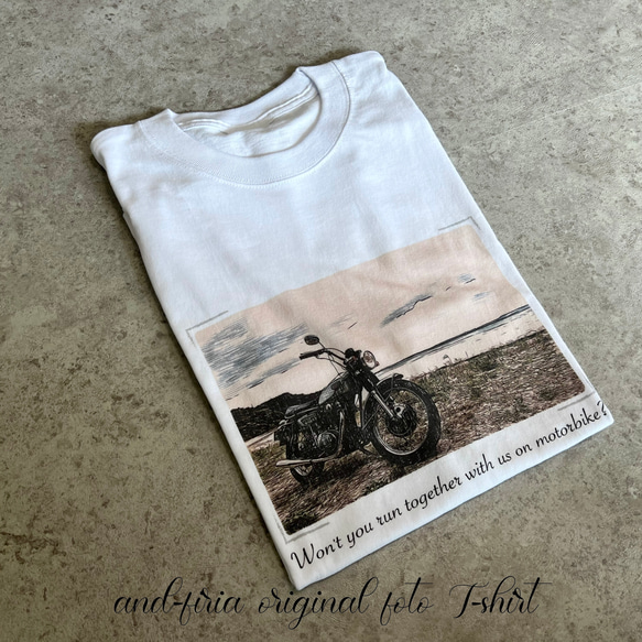 スカートにも合わせやすい♪originalフォトTシャツ「classic bike」