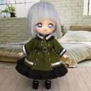 【オビツ11 服】モスグリーン軍服風ワンピ