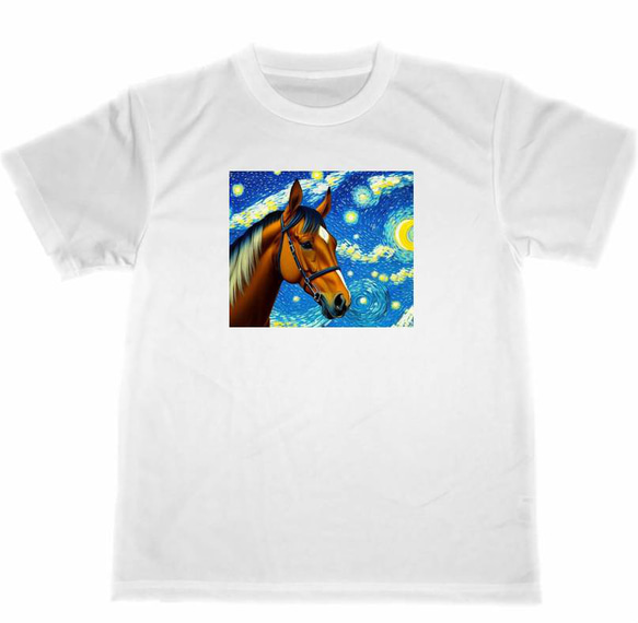 馬　ドライ　Tシャツ　サラブレッド　乗馬　競馬　星月夜　午年　グッズ