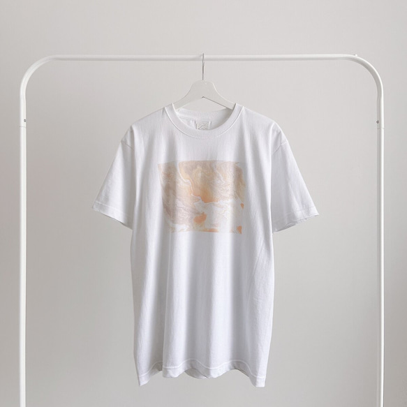 オレンジ　M / L / XLサイズ　マーブル　Tシャツ　ポーリング　アート　半袖　ユニセックス