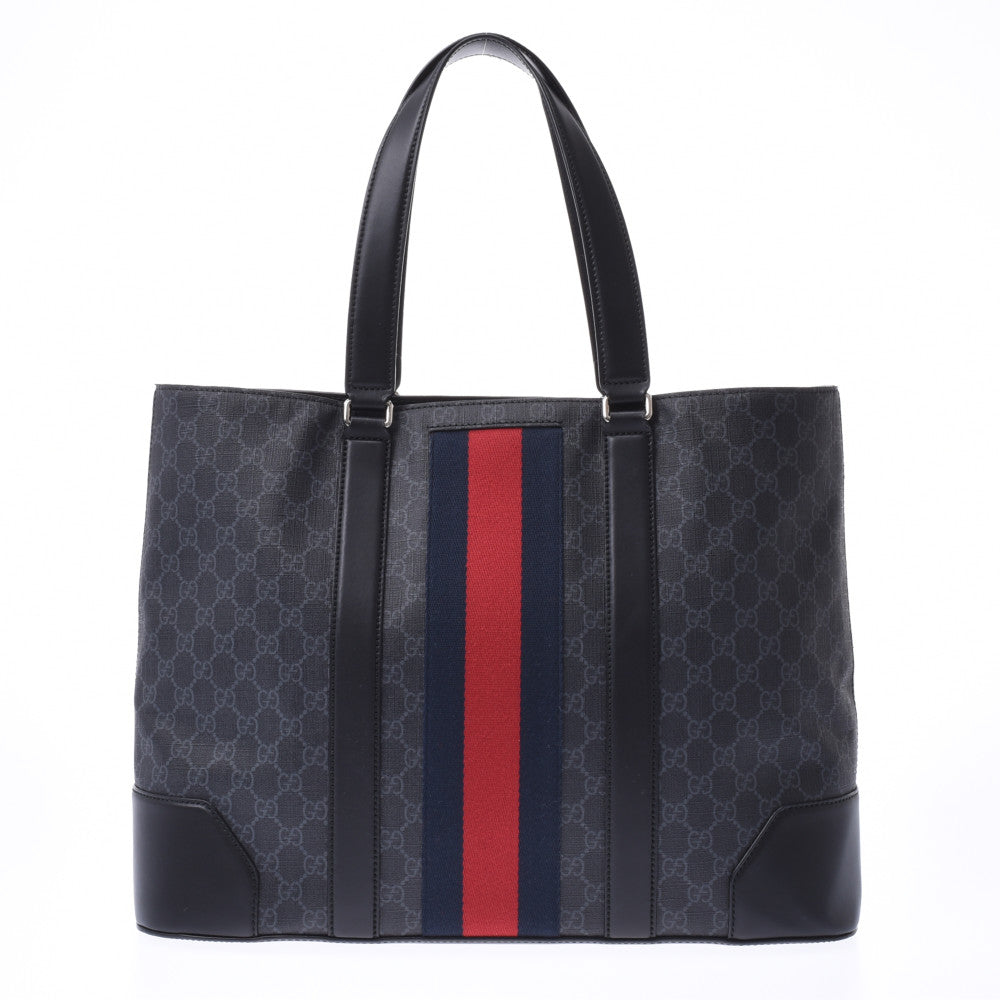 GUCCI グッチ GGスプリーム シェリーライン 黒 495560 ユニセックス PVC/レザー トートバッグ ABランク 中古 