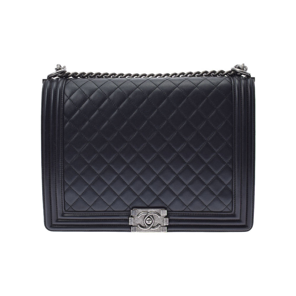 CHANEL シャネル ボーイシャネル 30cm チェーン 黒 シルバー金具 レディース ラムスキン ショルダーバッグ Bランク 中古 