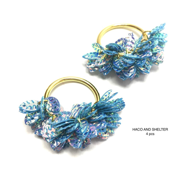 4pcs★frill leaf・ cyan blue(PVC)