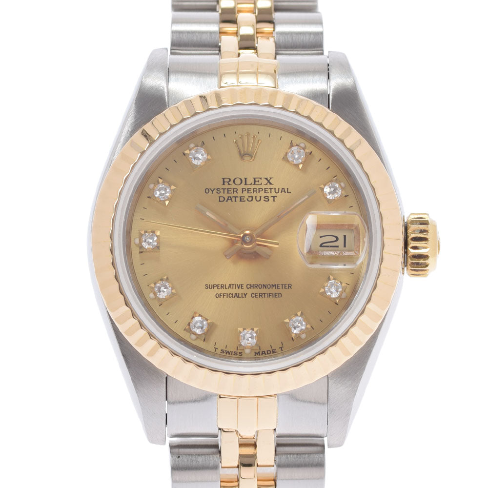 ROLEX ロレックス デイトジャスト 10Pダイヤ 69173G レディース YG/SS 腕時計 自動巻き シャンパン文字盤 Aランク 中古 