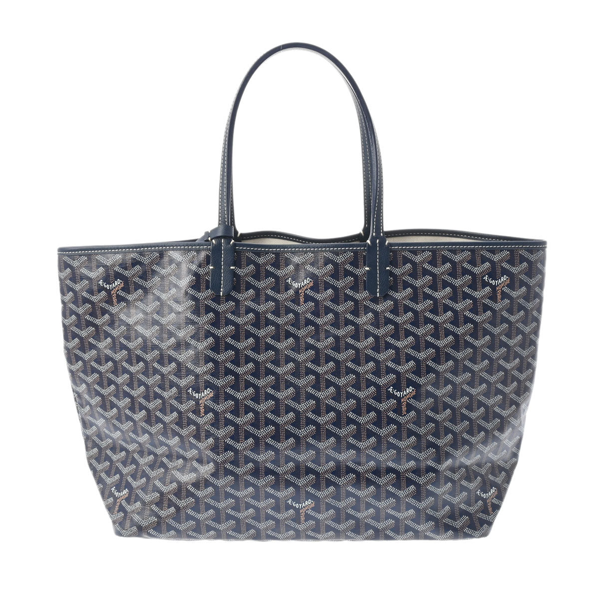 GOYARD ゴヤール サンルイ PM ネイビー ユニセックス PVC/レザー トートバッグ Aランク 中古 