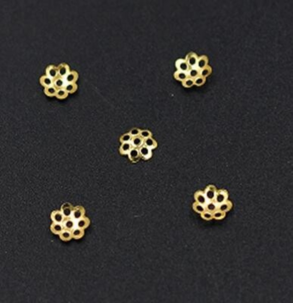 GM-035  300個  花座No.12 ビーズキャップ 6×1mm アクセサリーパーツ ゴールド  3X【100ヶ】