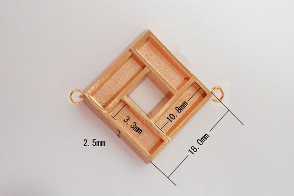 SHAREKI エポキシ樹脂粘土  スクエア（四角形）ブレスレットパーツ  ピンクゴールド  squ-bs-p