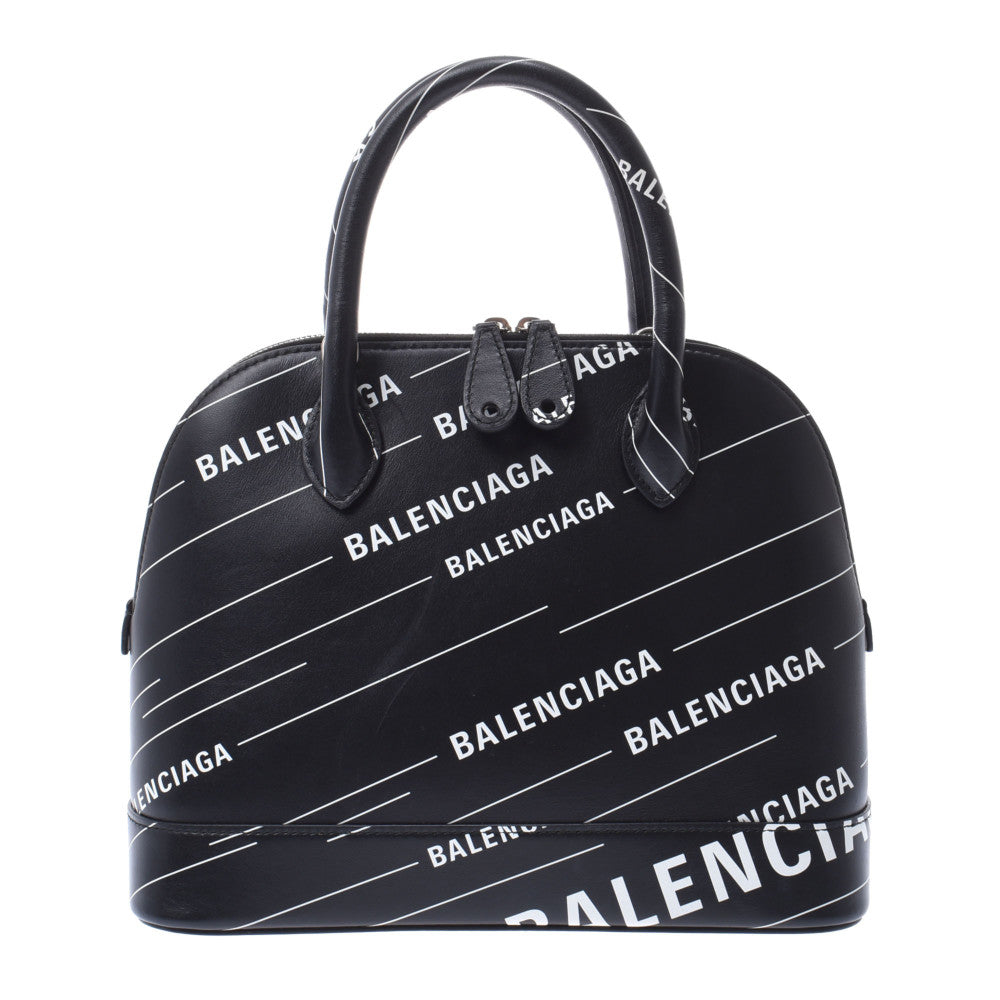 BALENCIAGA バレンシアガ ヴィル トップハンドル ロゴ 黒/白 550645 ユニセックス レザー ハンドバッグ ABランク 中古 