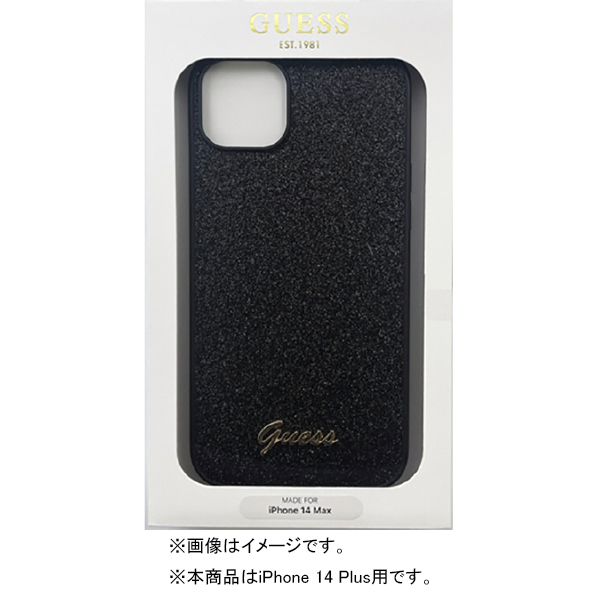 GUESS iPhone 14 Plus用 グリッターフレーク 背面ケース ブラック GUHCP14MHGGSHK