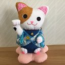 ちりめん和ぬいぐるみ・招き猫(左手)