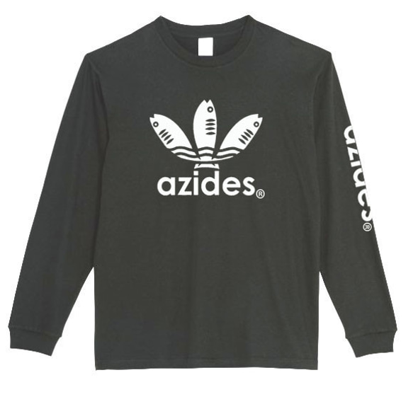 ［azides/袖プリント(大)ロンT］5.6ozアジデスTシャツ パロディ 長袖 おもしろ 面白い プレゼント