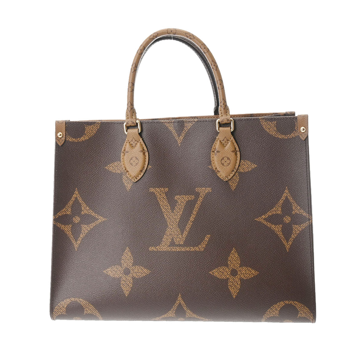 LOUIS VUITTON ルイヴィトン モノグラムジャイアント オンザゴー MM 2WAYトート ブラウン M45321 レディース モノグラムリバースキャンバス ハンドバッグ 新同 中古 