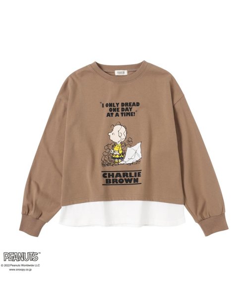 PEANUTS SNOOPY フェイクレイヤードロングスリーブTシャツ 335159202－A