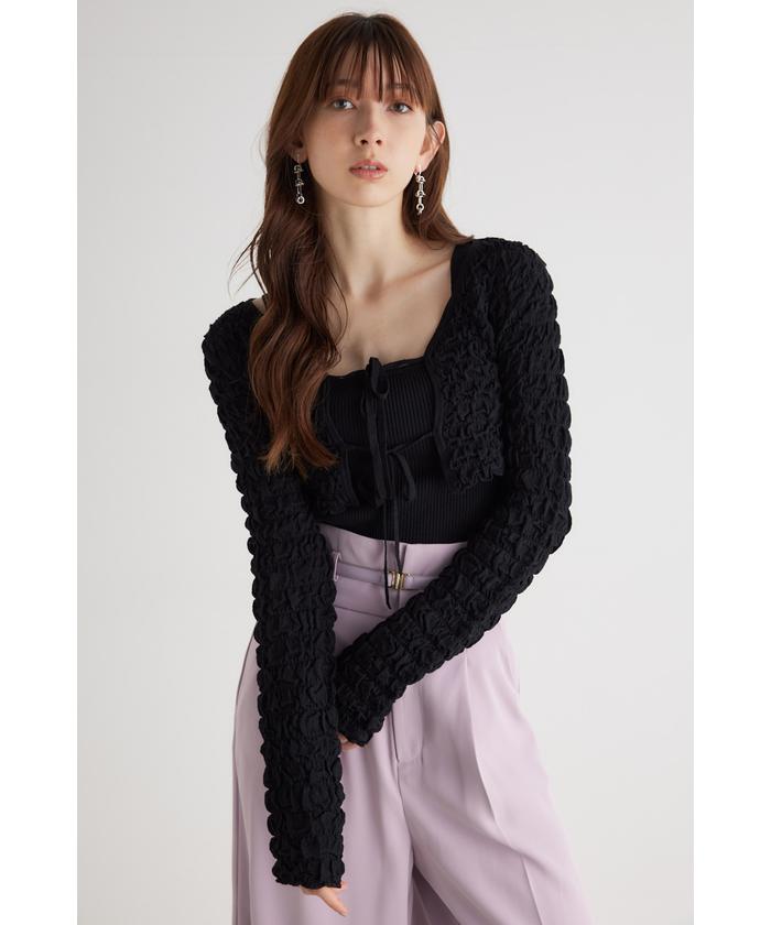 リエンダ/シャーリングカーデSET Knit TOP