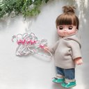 dollsミニハンガー　花柄の刺繍生地に小さなリボン5本セット　ピンク