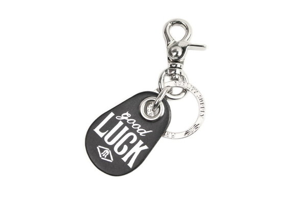 Good Luck Leather Keychain Leather branded silver