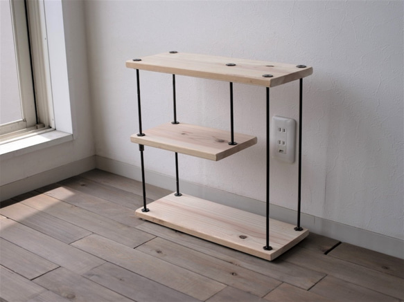 【即納＆送料無料】wood iron shelf 450*450*150〈ナチュラル色〉