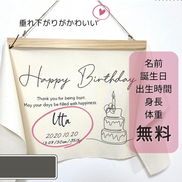 【〜2日以内発送】名入れ無料　バースデータペストリー　誕生日　出産祝い　タペストリー　インテリア　セルフフォト