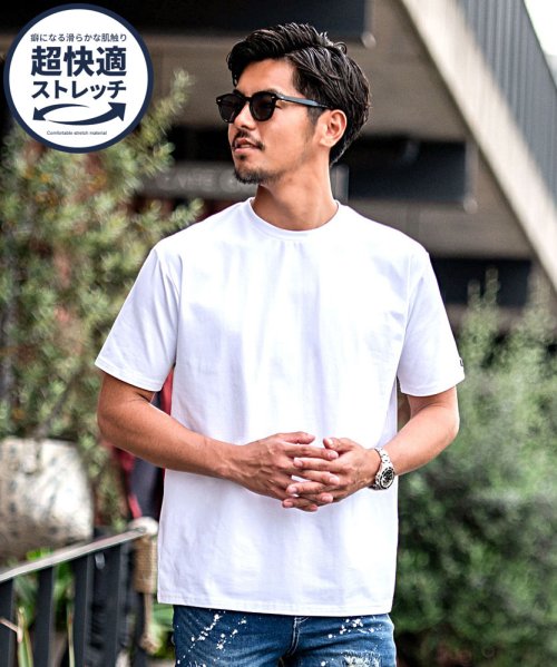 CavariA 別注ベア天竺半袖Tシャツ ストレッチ