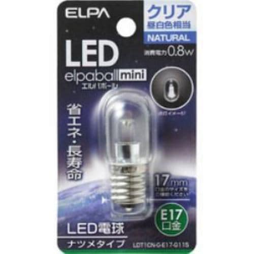 ELPA LDT1CN-G-E17-G115 LEDナツメ球 E17 クリア昼白色