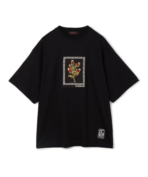 CABaN スビンコットン ビンテージフラワーエンブロイダリーTシャツ