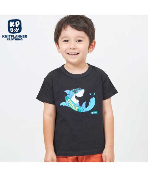 KPBOY(ケーピーボーイ)サメプリント半袖Tシャツ(100～140)