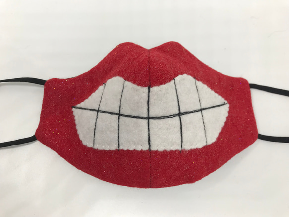 【9月下旬発送予定】KOKEHI375 ”Teeth grin face mask”[red]