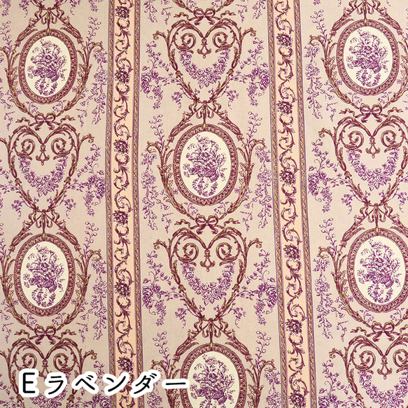 新柄入荷！『トワルドジュイ　Toile de Jouy　ウォール　Eーラベンダー』～巾110cm×50㎝単位でカット～