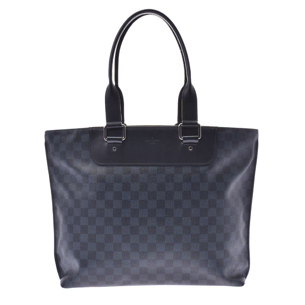 LOUIS VUITTON ルイヴィトン ダミエ コバルト カバヴォワヤージュ ネイビー系/黒 N41397 メンズ レザー トートバッグ Bランク 中古 