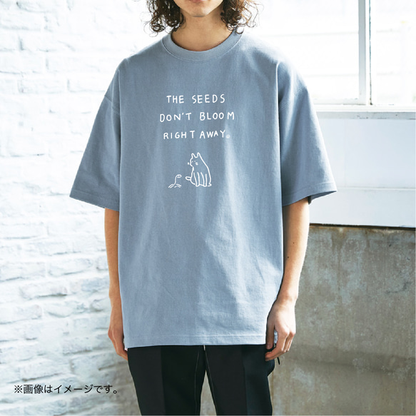 厚みのあるBIGシルエットTシャツ/BLUE MEMO...「タネはいきなり花にならない。」/送料無料