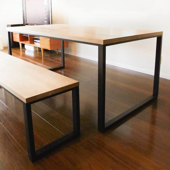 ホワイトオーク無垢天板　鉄脚　Dining Table