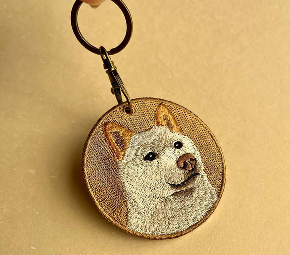 キーホルダー 犬 刺繍 柴犬 白柴 日本犬 プレゼント 両面 ストラップ バッグチャーム ペットロス or-034