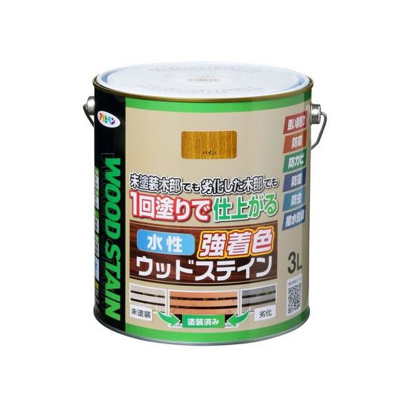 アサヒペン 水性強着色ウッドステイン 3L パイン FC896PN