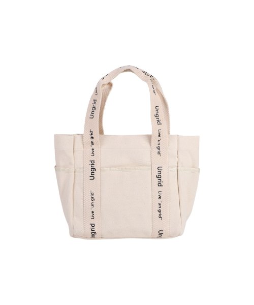 アングリッド Ungrid トートバッグ キャンパス ミニ レディース ロゴテープ MINI TOTE BAG ブラック アイボリー 黒 53130B