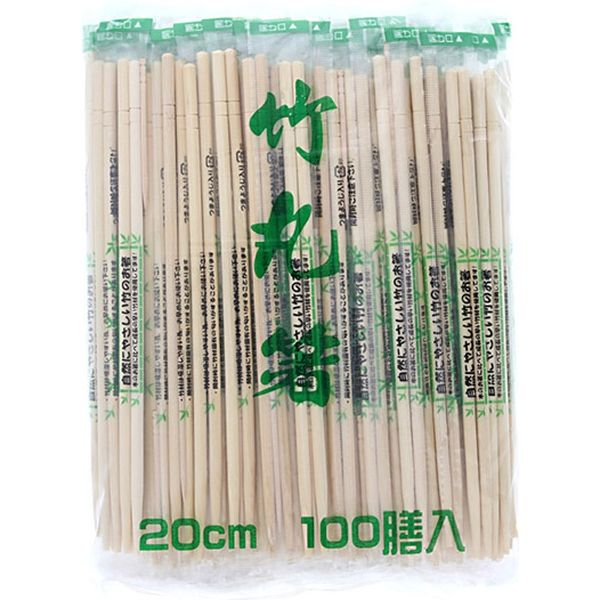 東亜箸販売 OP完封竹丸箸 5mm×20cm 楊枝入 004636543 1セット(100膳入×40箱)（直送品）