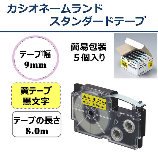 カシオ計算機　ネームランド　スタンダードテープ　黄ラベル