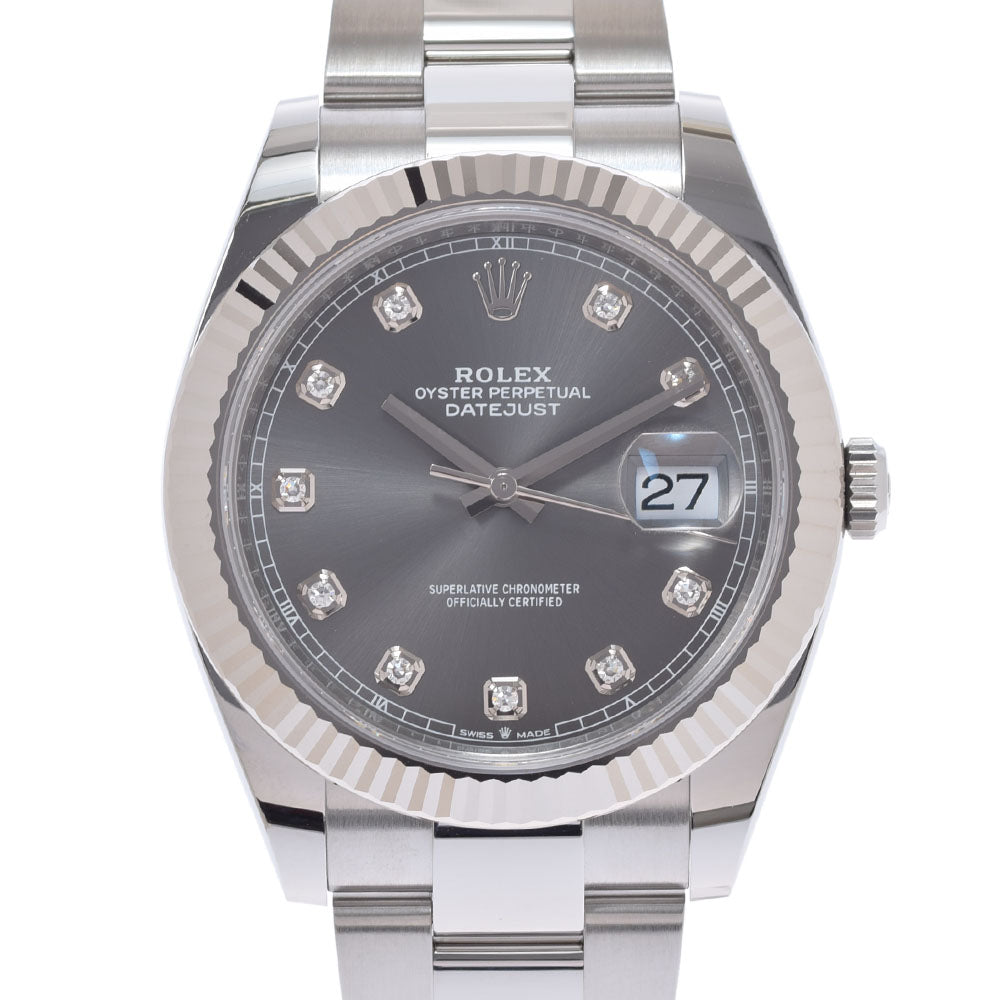 【現金特価】ROLEX ロレックス デイトジャスト41 10Pダイヤ 126334G メンズ SS/WG 腕時計 自動巻き スレート(ダークロジウム)文字盤 未使用 