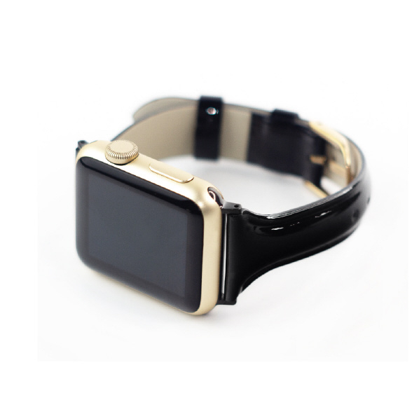 WEARPLANET Apple Watch 49/45/44/42mm用Slim Line 本革 エナメルバンド ディープブラック WP23092AWBK