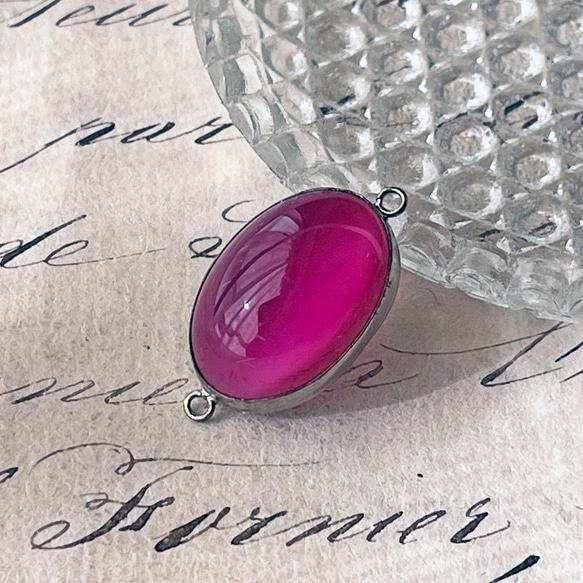 Glass Pendant Oval 約25mm×14mm [PDT-986]＊1個＊Vintage＊