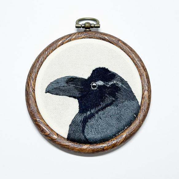 カラス　野鳥刺繍タペストリー