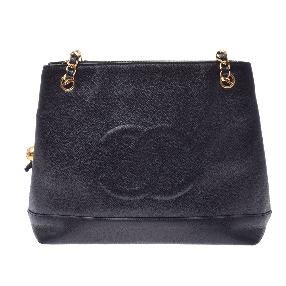 CHANEL シャネル  黒 ゴールド金具 レディース キャビアスキン トートバッグ  中古