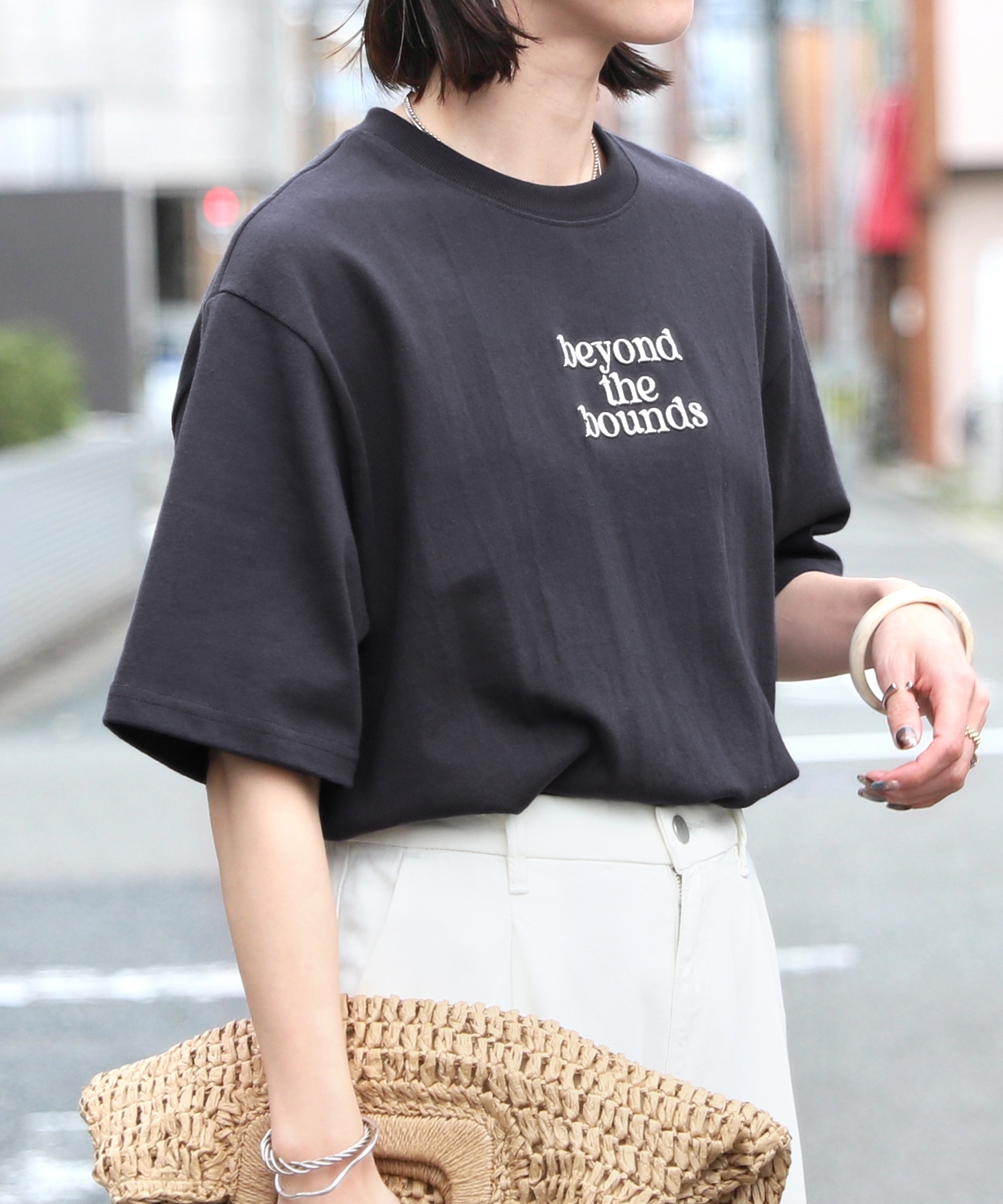 レカ/ロゴ刺?半袖Tシャツ(R24130－k)