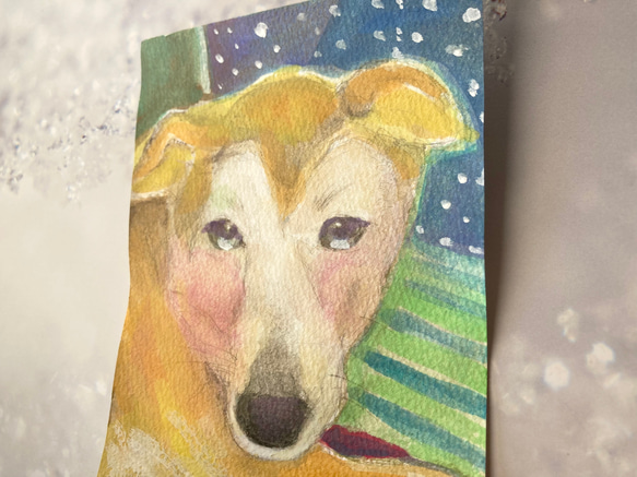 犬　わんちゃん　冬休み　原画　ハンドメイド