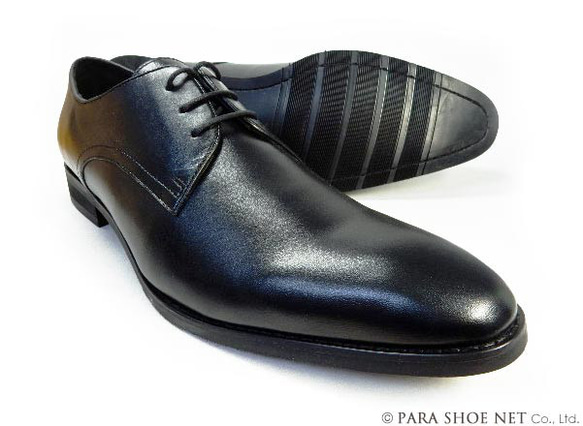 PARASHOE 本革 プレーントゥ ビジネスシューズ 黒 4E（EEEE）27.5～32cm（PS1809-BLK）