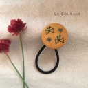 【mini】２匹のチョウの刺繍ヘアゴム(黄色)