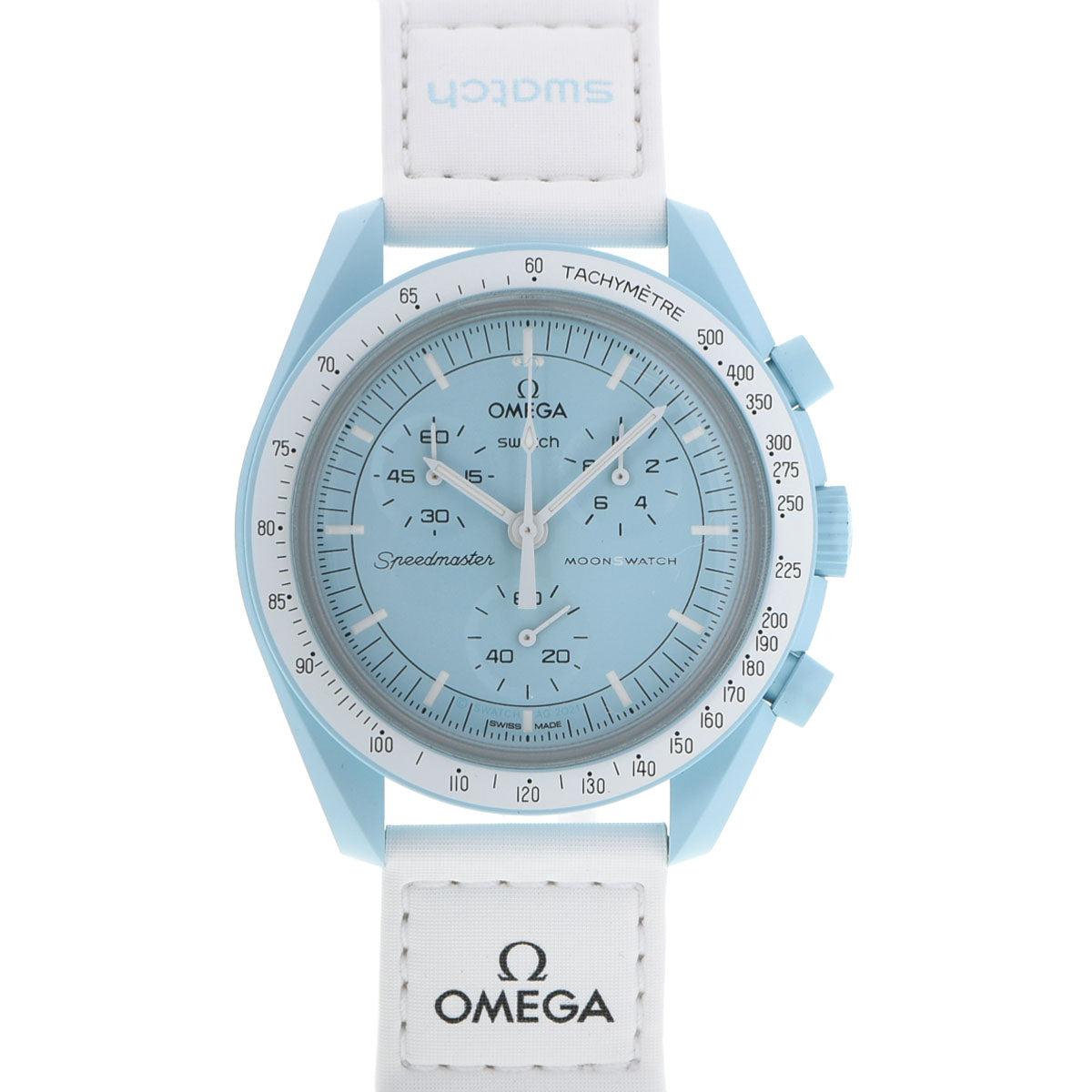 SWATCH スウォッチ OMEGA オメガ / MISSION TO URANUS SO33L100 メンズ バイオセラミック/VELCRO 腕時計 クオーツ エアリーブルー文字盤 新品 