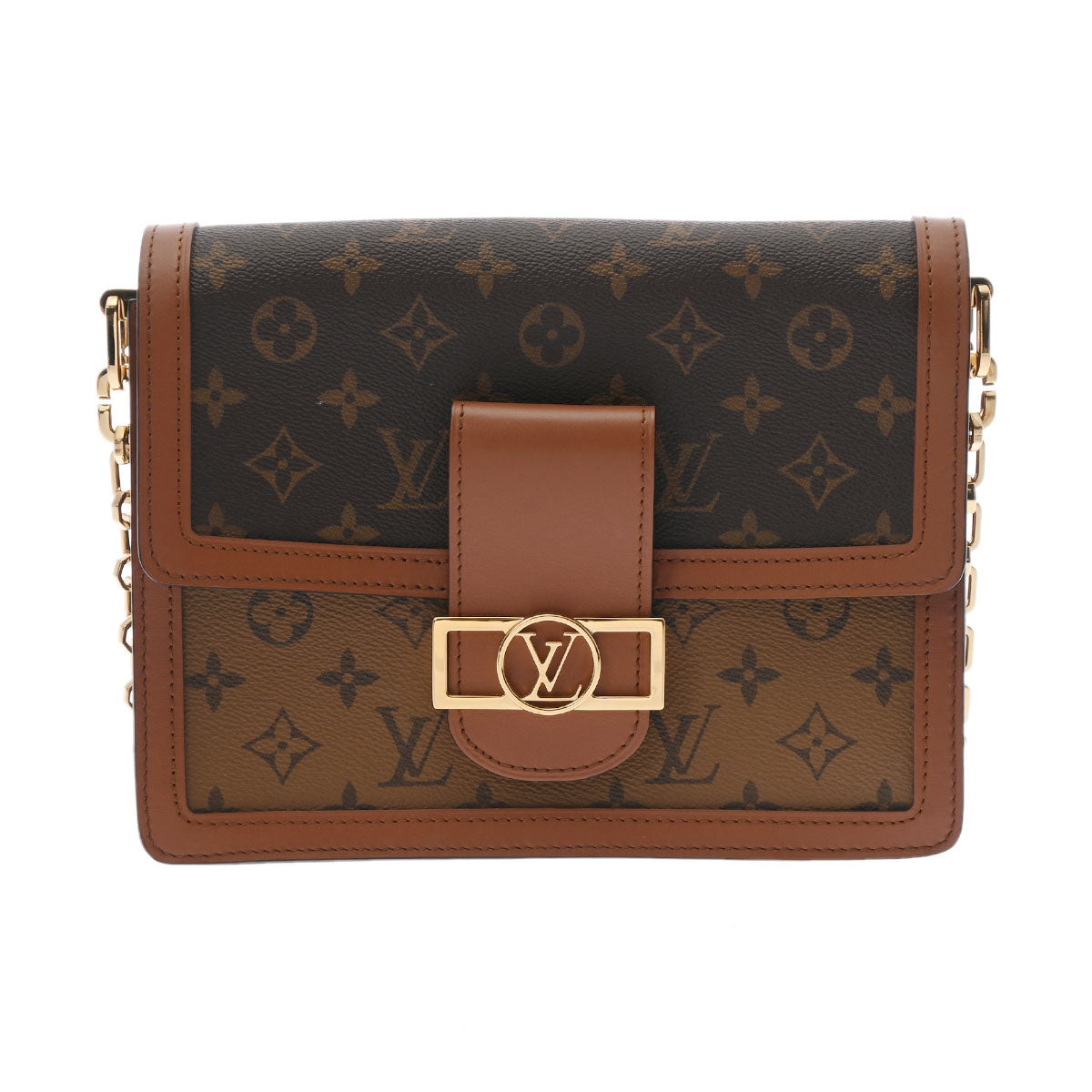 LOUIS VUITTON ルイヴィトン モノグラム リバース ドーフィーヌ MM ブラウン M45958 レディース モノグラムリバースキャンバス ショルダーバッグ 新同 中古 