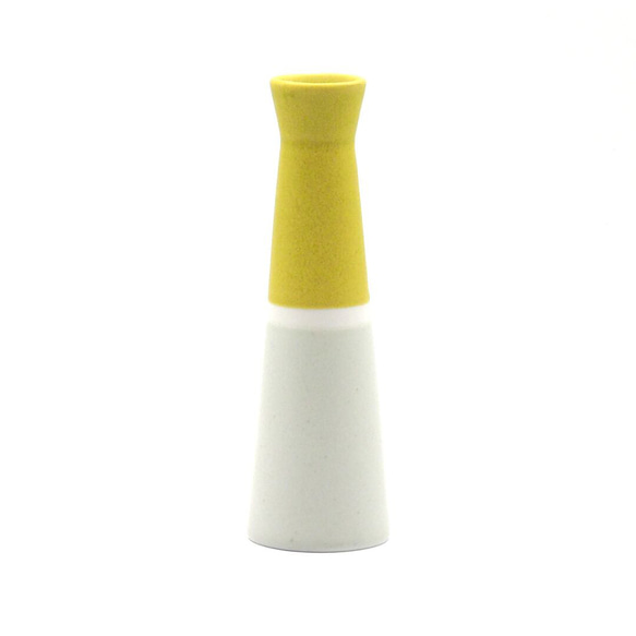 【送料無料】美濃焼 職人づくり 花瓶 花器 一輪差し 磁器 陶磁器 Flower Vase yellow×gray