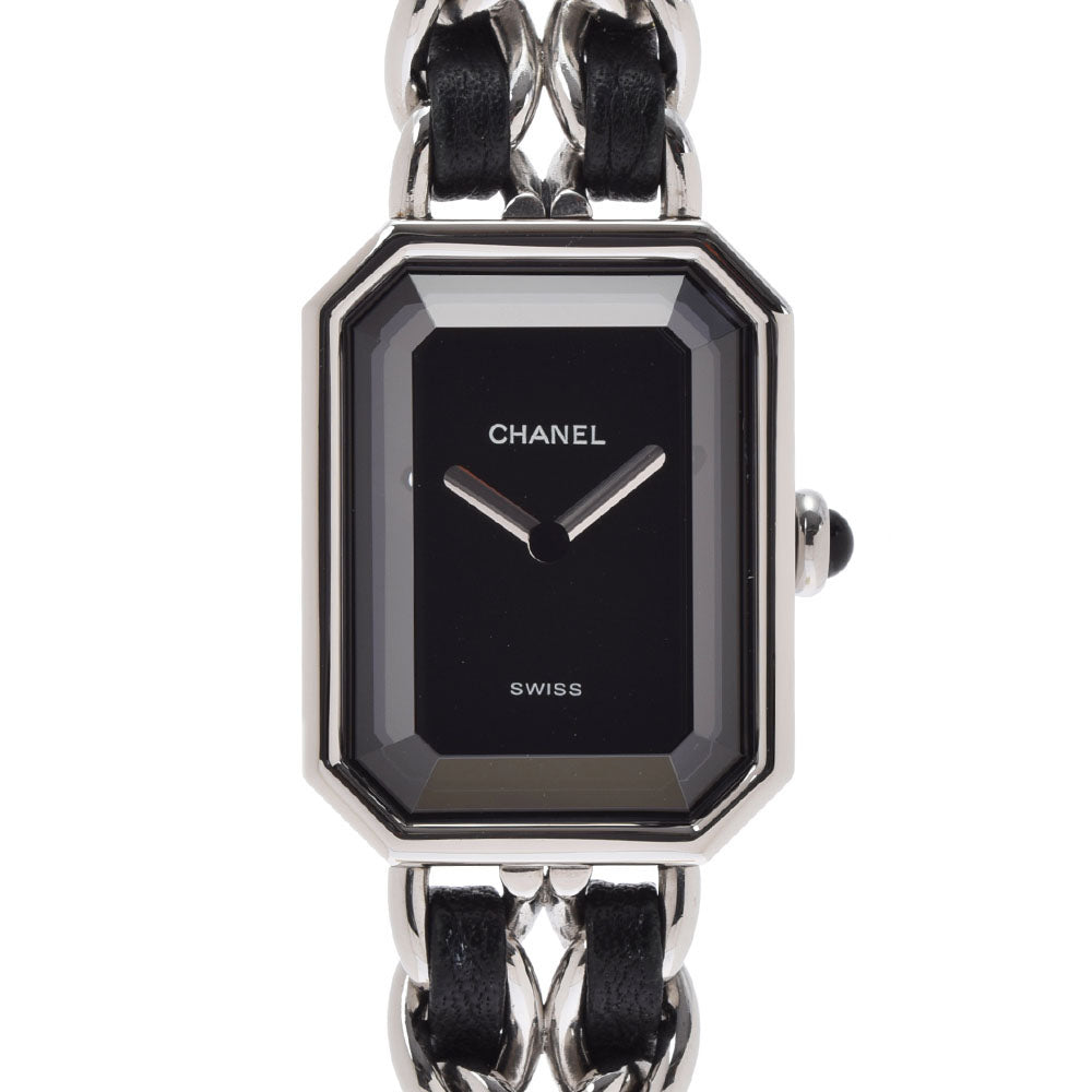 CHANEL シャネル プルミエール サイズL H0451 レディース SS/革 腕時計 クオーツ 黒文字盤 Aランク 中古 