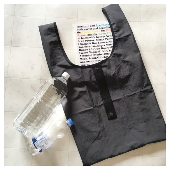 【受注制作】ECO BAG 撥水 シワ加工 ナイロン使用 ユニセックス チャコール